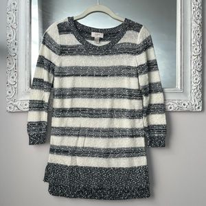 Ivory and grey LOFT sweater